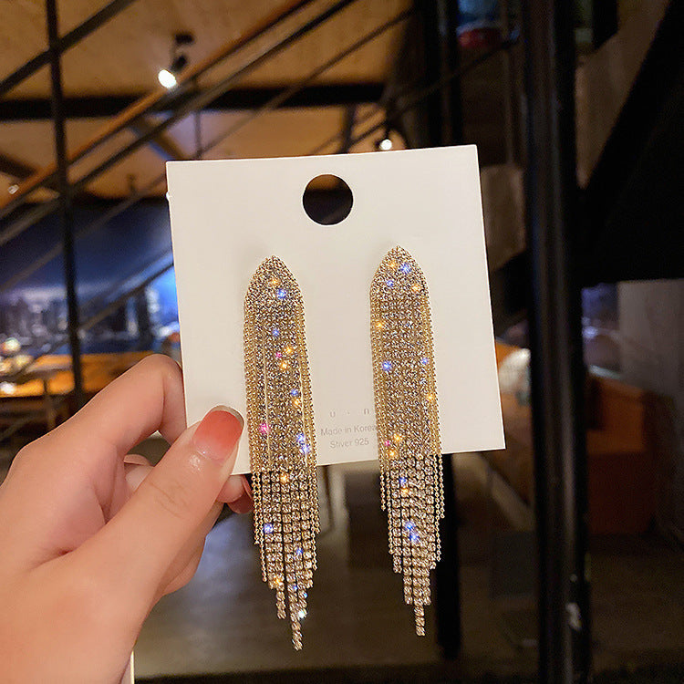 Geometric Triangle Earrings European and American Fashion Long Tassel