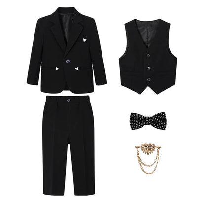 Children Boy Elegant Gray Blue Wedding Suit Teenager Boy Formal Khaki Suit Set Kids Boys Slim Fit Suit Suit For Children Wedding