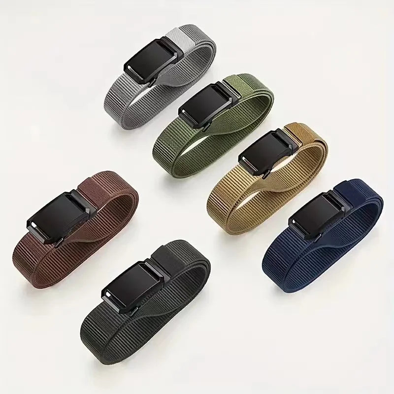 New Automatic Buckle Belt, Canvas Tactical Workwear Casual Outdoor Military Training Pants Belt For Men