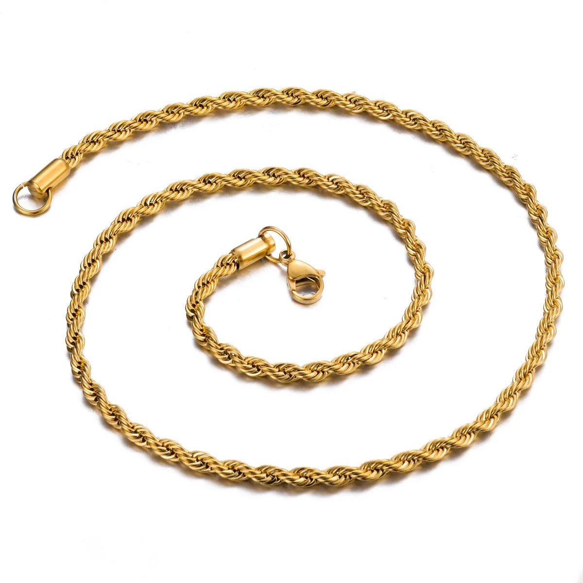 1 piece Gold Color Width 2mm/2.5mm/3mm/4mm/5mm/6mm Rope Chain Necklace/Bracelet For Men Women Stainless Steel Chain Necklace