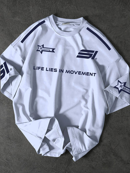 The new men's T-shirt for summer 2025 is a casual sporty breathable mesh letter printed streetwear collection