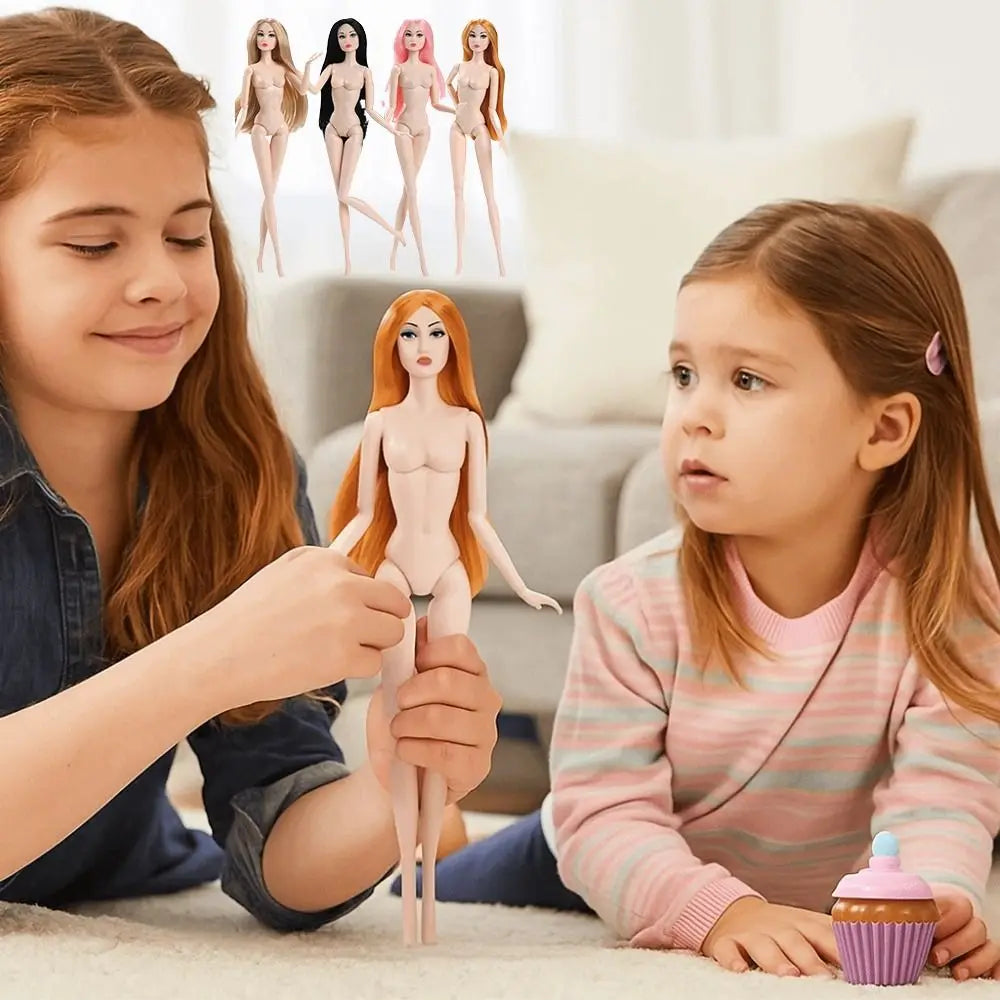 32cm Supermodel Nude Doll 1/6 BJD European Fashion Doll Joints Movable Long Hair White Skin Children Dress Up Play House Toys