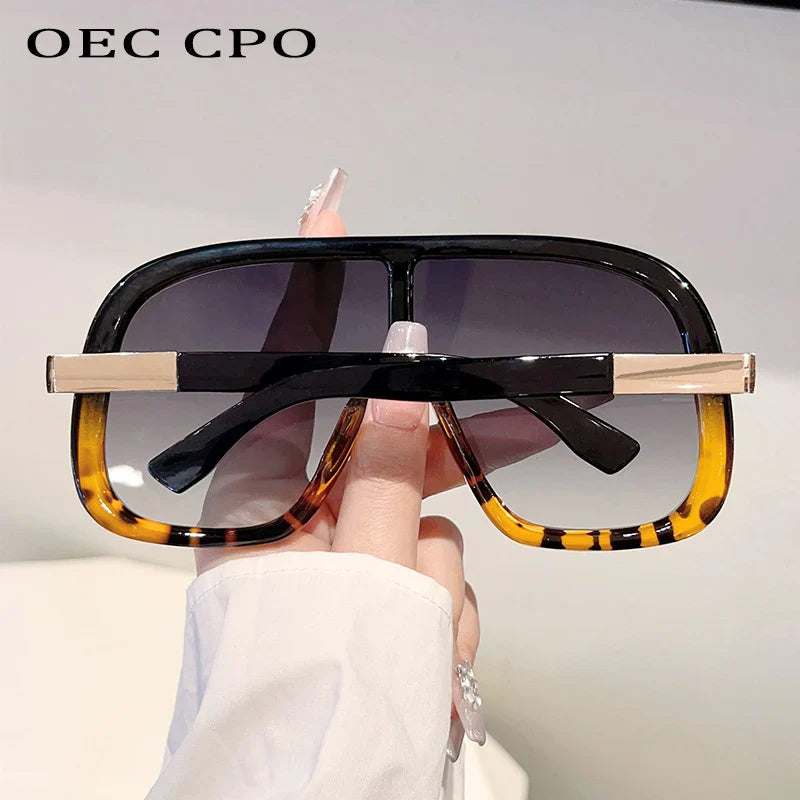 New Big Frame Sunglasses Women Men Luxury Goggle One Piece Sun Glasses Female Vintage Brand Designer Punk Shades UV400 Eyewear