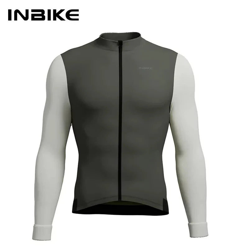 INBIKE Winter Cycling Clothing for Men Fleece Cycling Sets Long Sleeve Jersey with Pockets Long Bicycle Bib Pants for Road Bikes