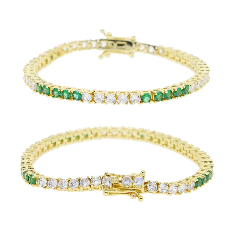 Sdzstone NEW Arrived Fashion Women Jewelry Gold Color High Quality 5A Cubic Zirconia Colorful CZ Tennis Chain Bracelet