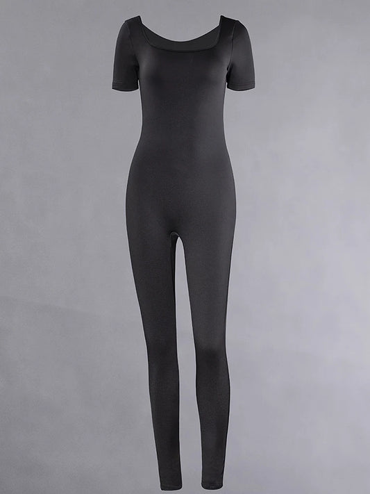 Women's Rompers Short Sleeve Solid Skinny Bodycon Jumpsuits Fashion Sports