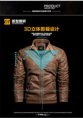 leather men plus fleece autumn and winter leather jacket wash men's coat