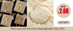 316L Stainless Steel Pearl Heart Pendant Necklace For Women Gold Color