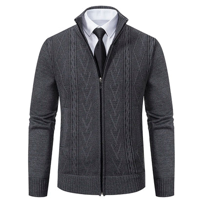Autumn Spring Men Sweaters Knitted Cardigan Zip Turtleneck Cold Coat Long Sleeve Business Casual Jacket Male Winter Clothing