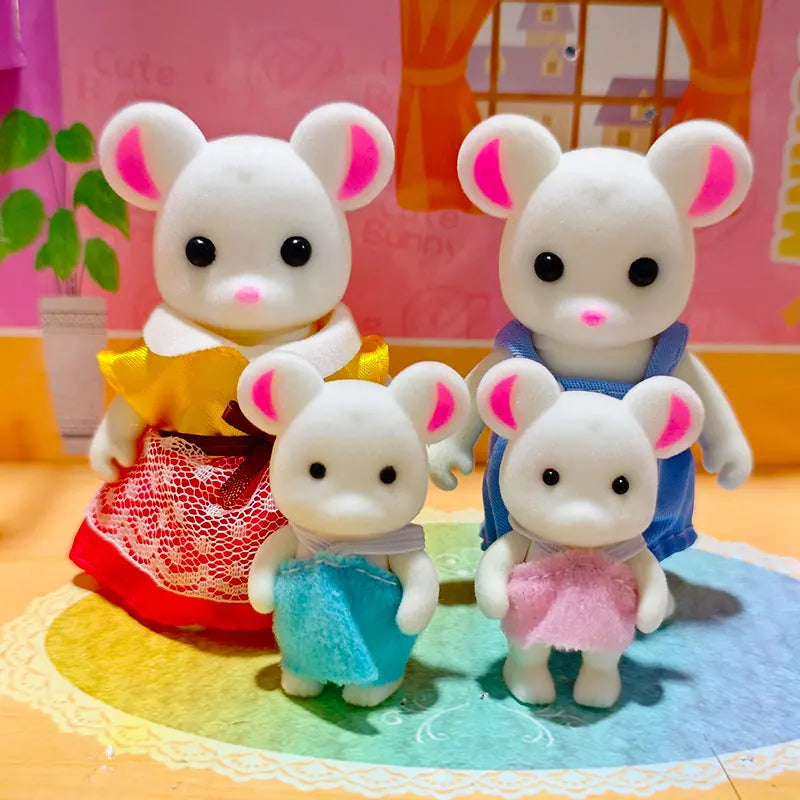 Forest Family Reindeer Rabbit Panda Animal Simulation Dollhouse Furniture Toy Set House Accessories Christmas Gifts for Kids
