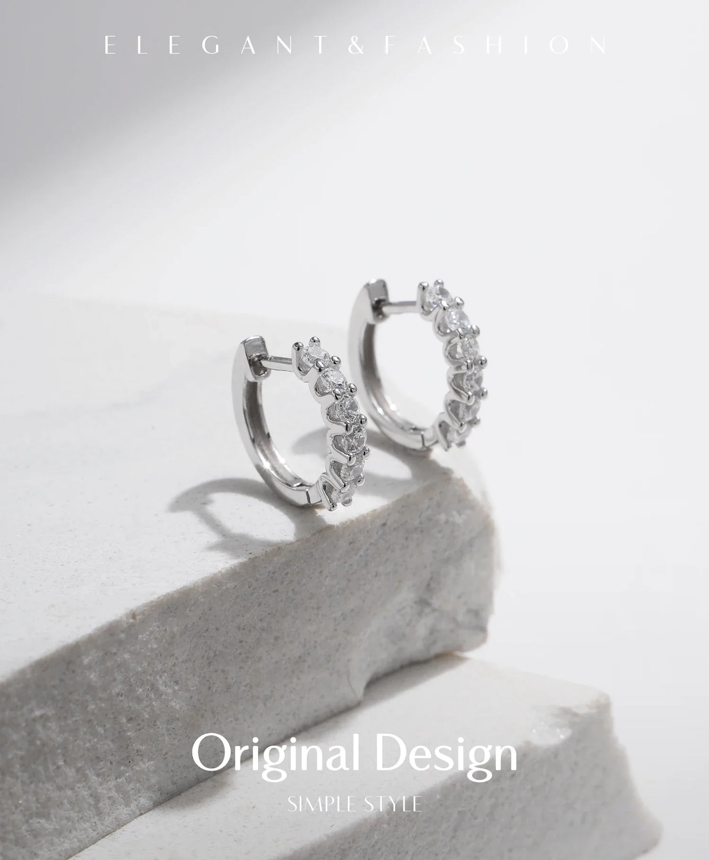 MODIAN D Color Moissanite Small Hoop Earrings 925 Sterling Silver Hollow Sparkling Ear Buckles For Women Wedding Fine Jewelry