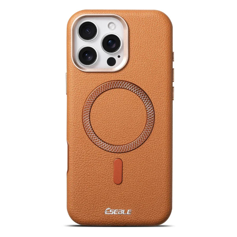 Solid Color Leather For Magsafe Magnetic Shockproof Phone Case For iPhone 17 Pro Max 15 13 14 16 Pro Max Bumper Cover