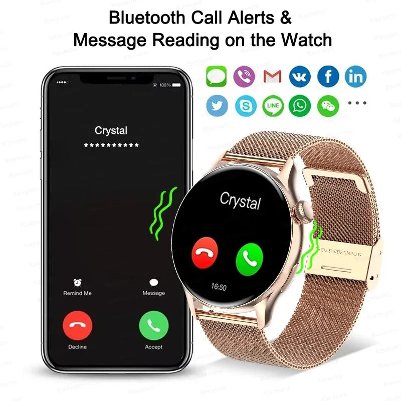 2026New Smart Watch Women Custom Dial NFC GPS trajectory clock Heart Rate bloodpressure BT Call Smartwatch For Android iOS mini