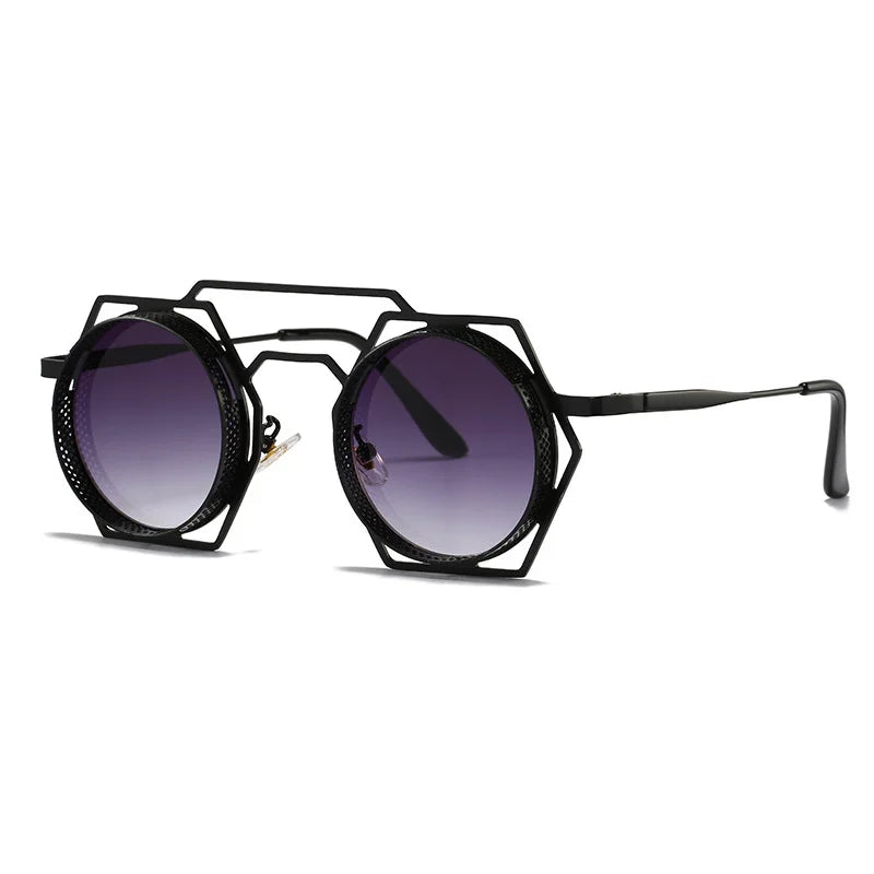 OEC CPO Steampunk Round Sunglasses Women Men 2023 Metal Mesh Personality Sun Glasses Female Eyewear Goggle UV400 Shades Oculos