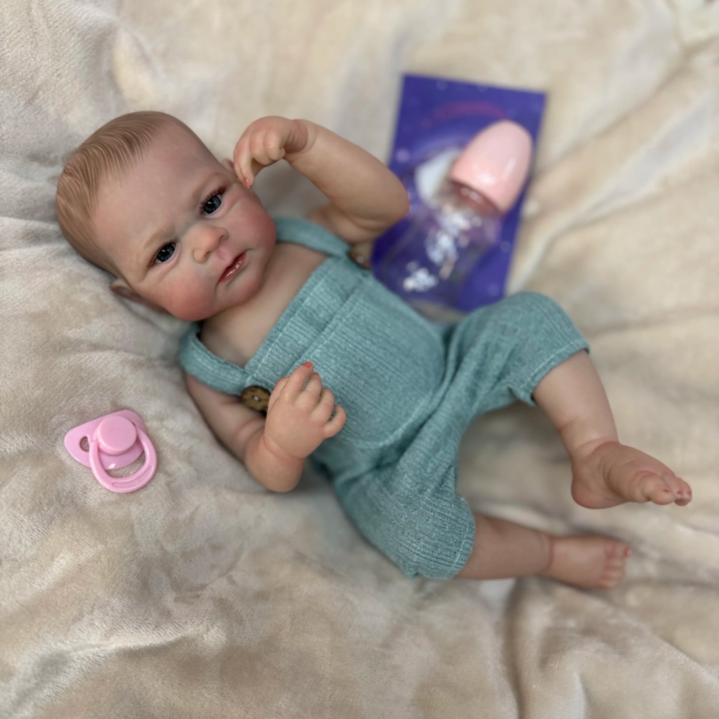 AnjoDoll 19Inch Elijah Boy Full Body Soft Silicone Vinyl Dolls Painted Newborn Doll Toys For Christmas Gift Muñecas Reborn