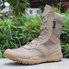 Men's Work Shoes Combat Ankle Military Army Boots Fashion Mesh Motorcycle Boots