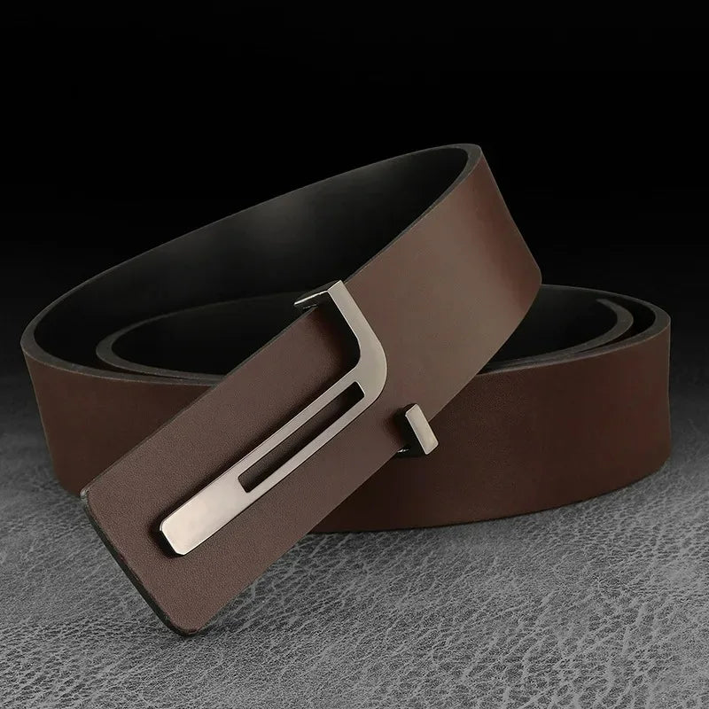 3.8cm Fashion Men's Belts High Quality Designer Luxury Famous Genuine Leather Belt Jeans Formal Cowskin Black Male Waist Strap