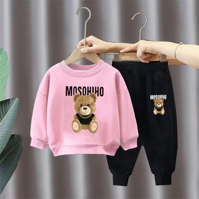 Autumn Baby Girl Clothes Set Cartoon Printed Pullover Sweatshirts Top And Pants Bottom 2 Pieces Suit Kid Children Boy Tracksuits