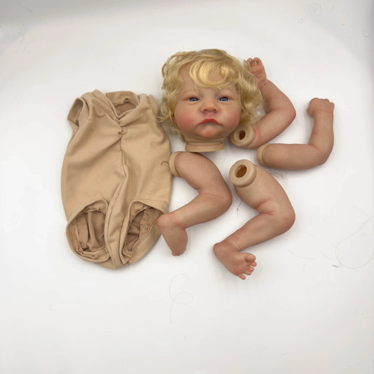NPK19inch Levi  Awake Already Painted Reborn Doll Parts Lifelike Baby 3D Painting with Visible Veins  Cloth Body Included
