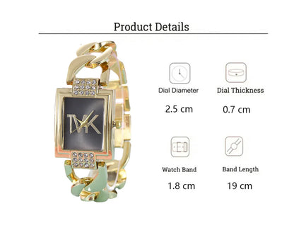 UTHAI Watch Women Square Diamond Inlaid Square Light Luxury Fashion Quartz Watches Metal Female Bracelet Wristwatch Girl Clock