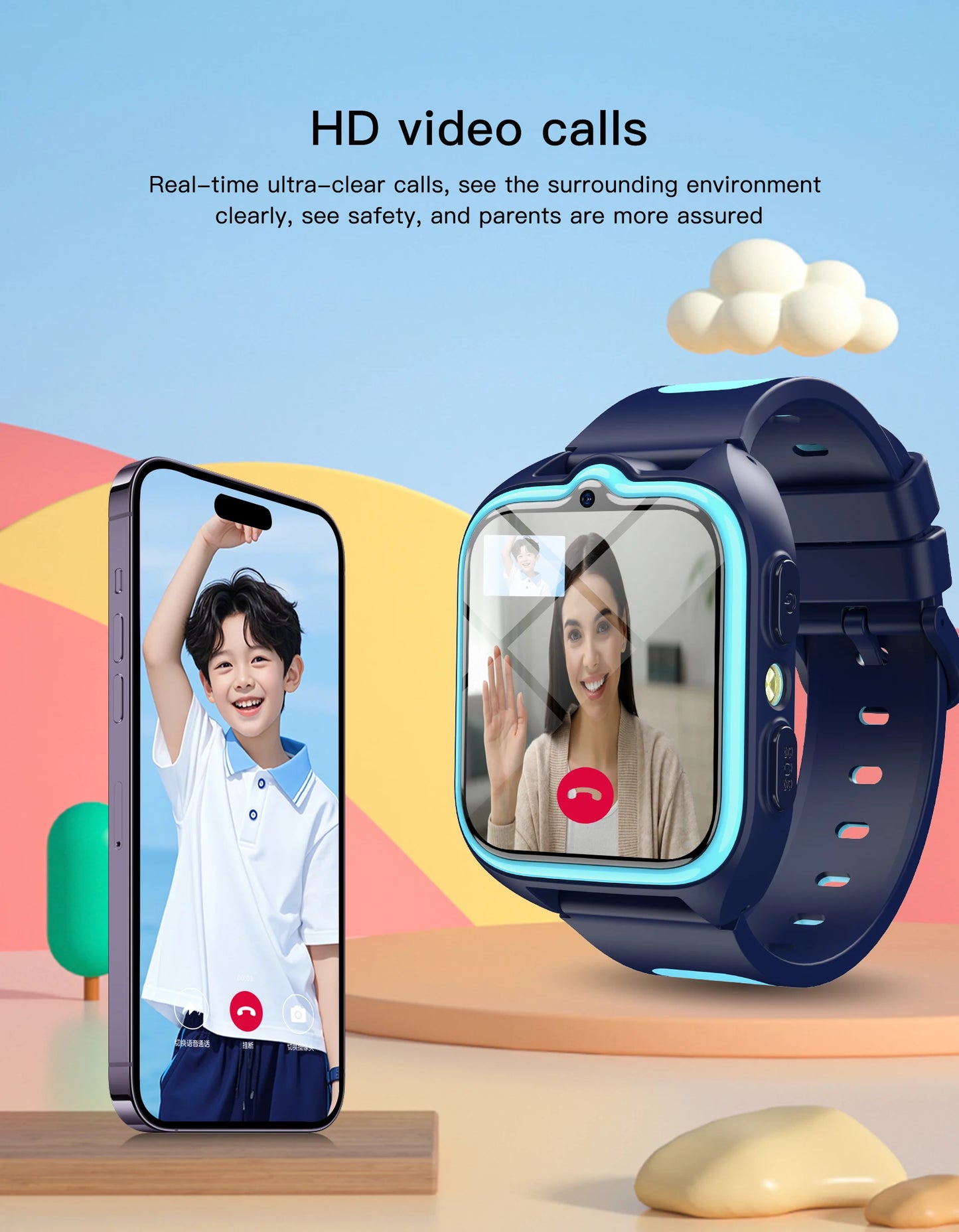 Blackview Z30 Kids Smart Watch Children Phone Watch, LBS+WiFi+GPS Triple AI Positioning, 4G Video Call, Phone Watch Smartwatch