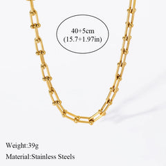 316L Stainless Steel Exaggerated Gold Color Thick Chain Pendant Necklace For Women