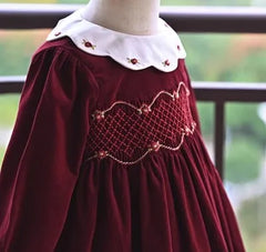 Kids Spanish Dress Girls Hand Made Smocking Red Dress Baby Smocked