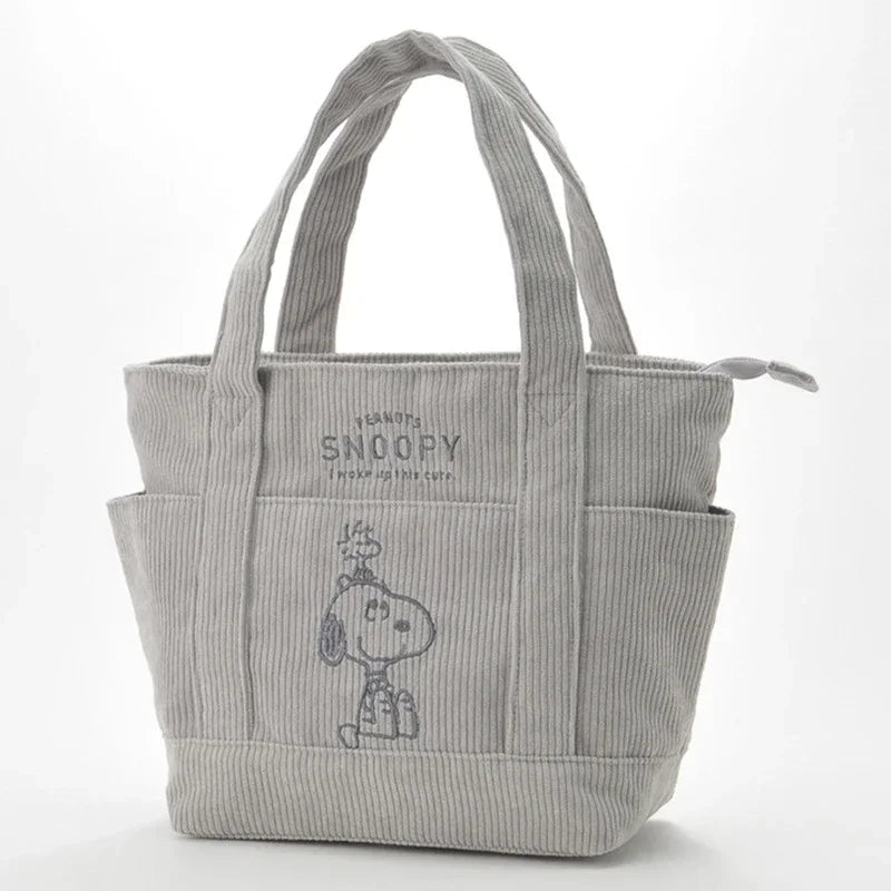 Disney Series Cute Snoopy Corduroy Tote Bag Casual Hundred Students