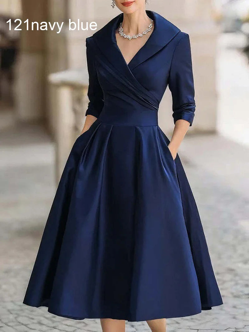Women's Short-Sleeved Chiffon Evening Dress, Female Party Dress, Monochromatic, Bohemian, Long, Elegant, New, 2022