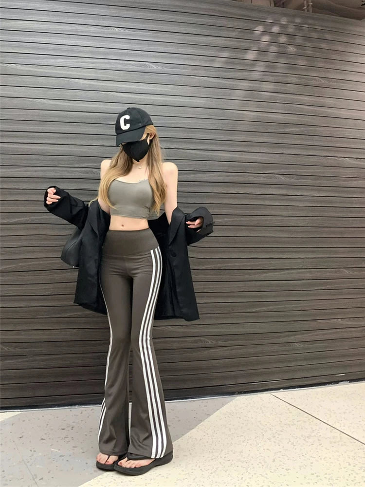 Women Sweatpants Baggy Casual Side Stripe Pants Sports Slim Elastic