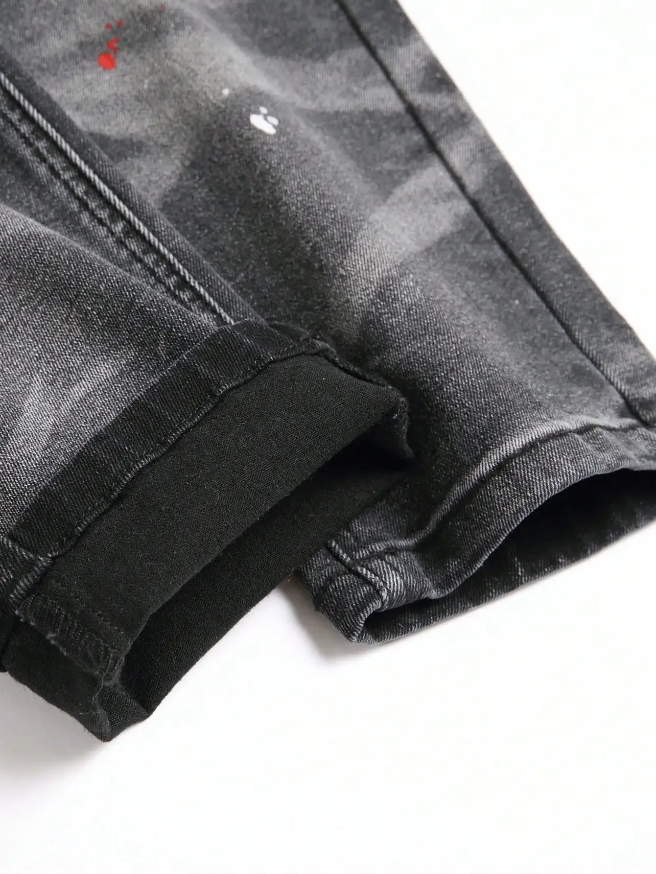Men Black Skinny Denim Spot Jeans Male Ripped Stretch Fit Jeans Men Slim Trousers