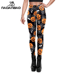 Halloween Pumpkin Skull 3D Print Pattern Stripe Workout Pants Leggings