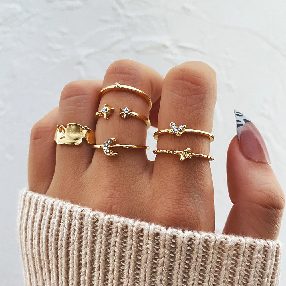 Twisted Leaves Flowers Ring Set For Women Jewelry