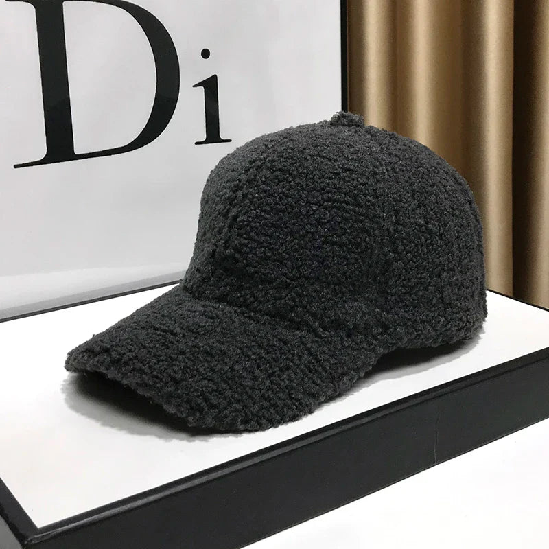Winter Hats For Women Baseball Caps Plush Thickened Warm Baseball Cap Female Casual Solid Color Fashion Design Outdoor