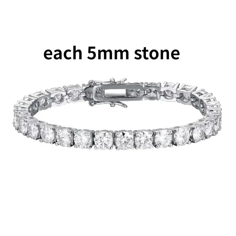 Smyoue 2-6.5mm Real Moissanite Tennis Bracelet for Women Christmas Gift Platinum Plated 100% 925 Sterling Silver Wedding Jewelry