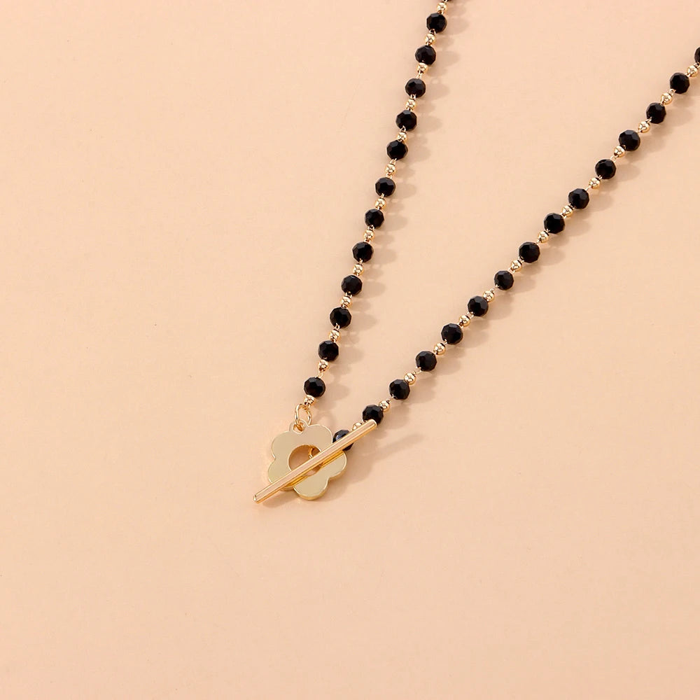 Fashion Luxury Black Crystal Glass Bead Chain Choker Necklace