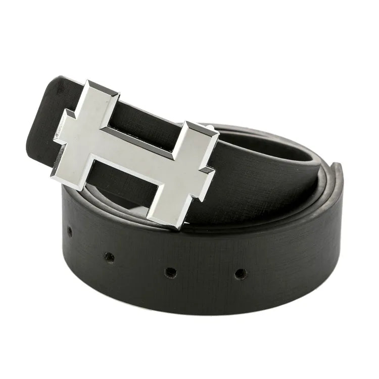 Men's and Women's Casual Fashion Belt  Korean Version Gold Buckle Belt Trendy I-shaped Buckle Belt