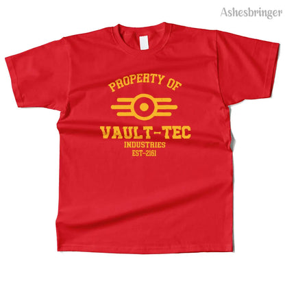 Mens Cotton Property of Vault Tec Graphic T Shirt Street Casual Style Tee for Men and Women