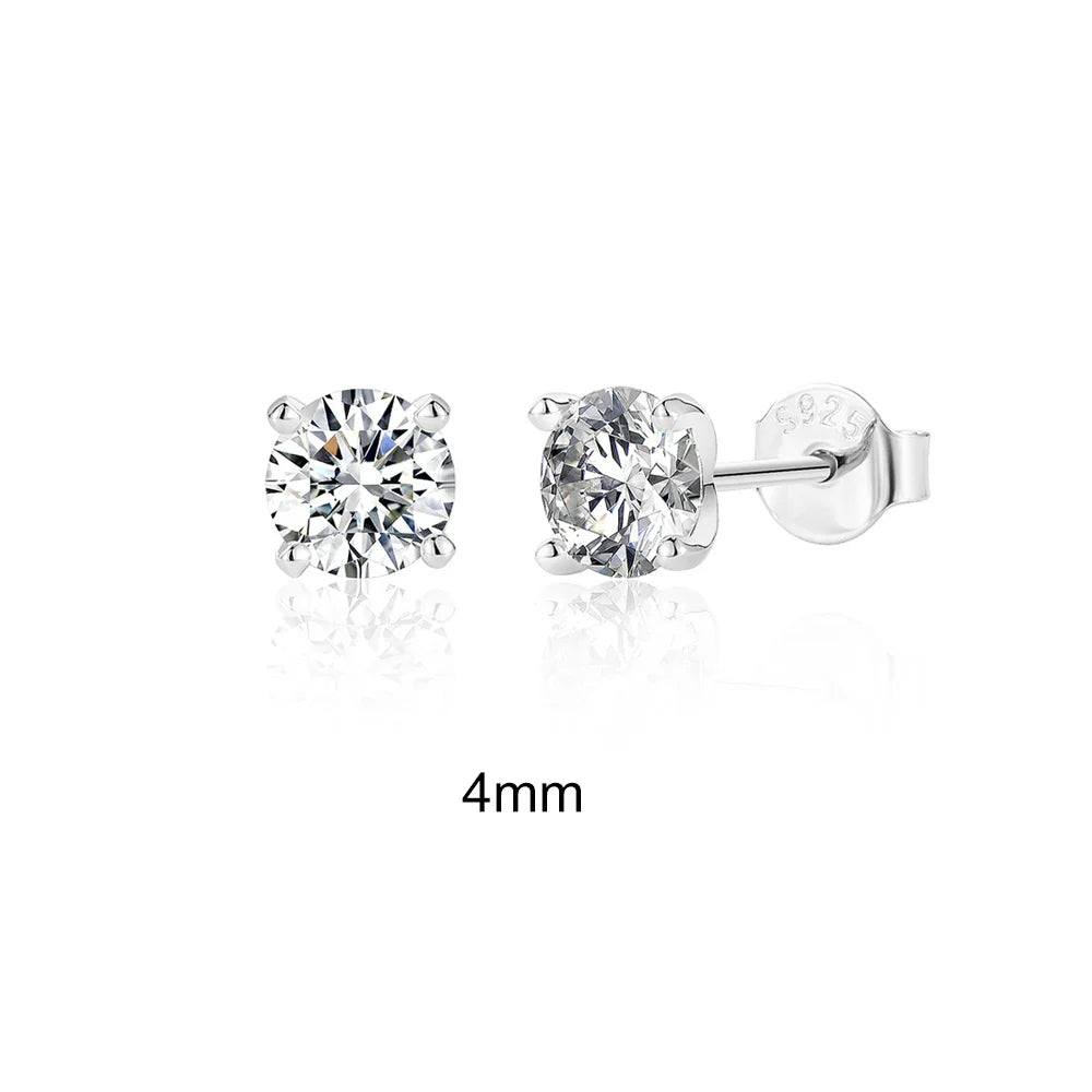 CANNER 0.5-1.2 Carat D Color Moissanite Ear Stud Earrings For Women 925 Sterling Silver Sparkling Piercing Earring Fine Jewelry