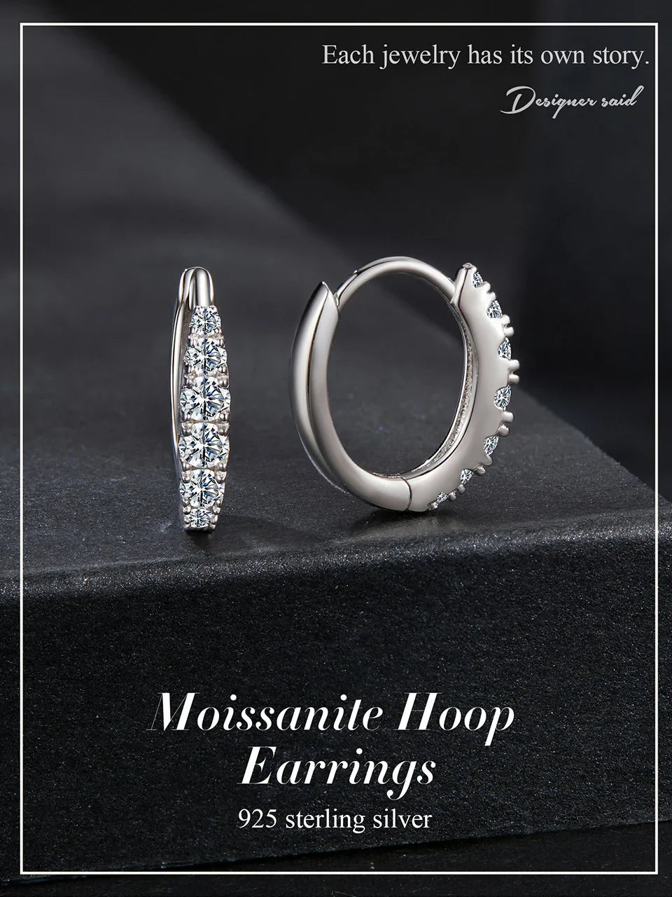 BAMOER Moissanite Huggie Hoop Earrings for Women, 925 Sterling Silver Hypoallergenic Earrings with White Gold Plated MSE092
