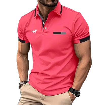 Men Summer Short Sleeve Fashion Slim Fit Polo Shirt 100% Polyester Quick Drying Business Casual Polo Shirt Tops 3D Digital Print