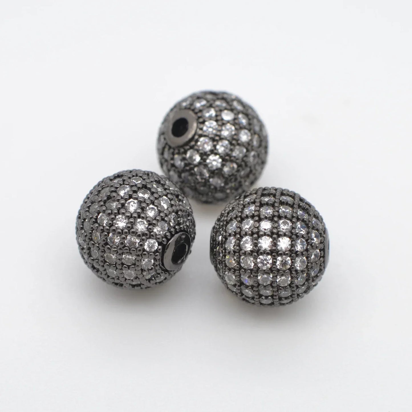 Beads for Jewelry Making Gold Silver Color Accessories Paved Zircon Spacer Bead String Beaded Diy Necklace Bracelet Chain Charms