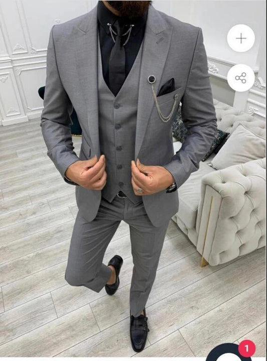 Tuxedo for Mens: Solid Men Suit Gentle Groom Tuxedos Prom Party Peak Lapel