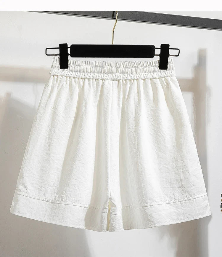 Plus Size Summer Shorts For Women 2025 Summer Ice Silk Drawstring Large Size Loose Shorts Women Korean Streetwear Shorts Female