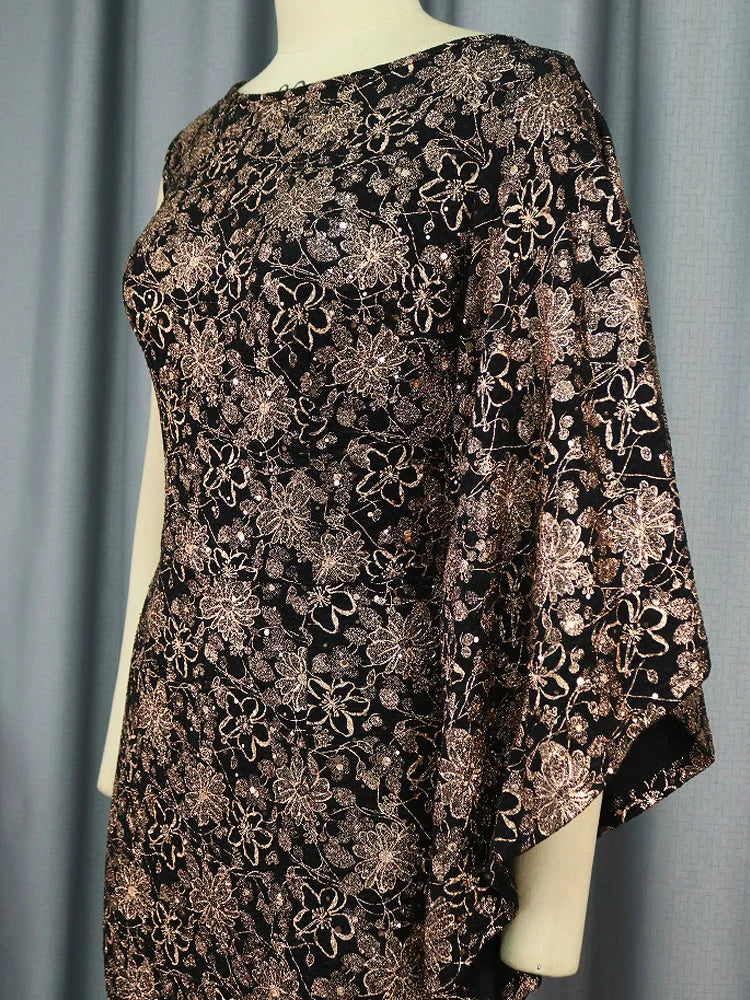 Evening wear Dresses: Women Fishtail Gold Cape Cloak Package Hip Elastic