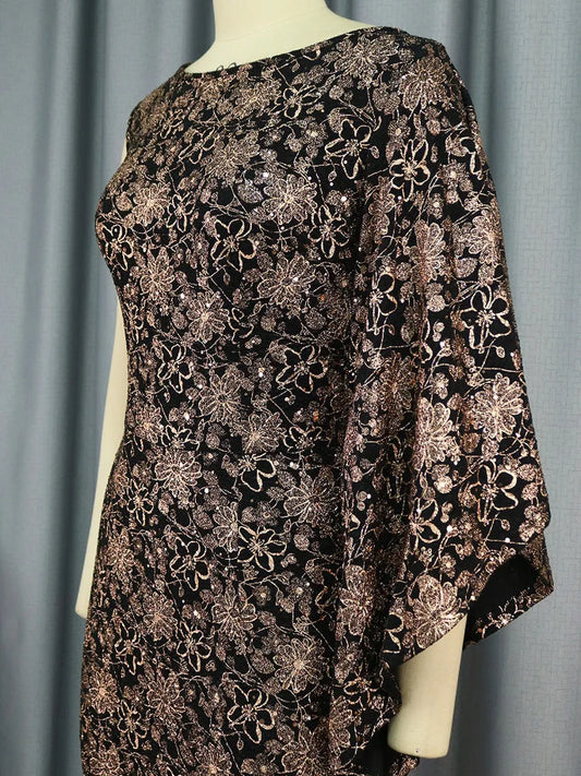 Evening wear Dresses: Women Fishtail Gold Cape Cloak Package Hip Elastic