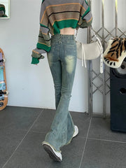 Flare Jeans Women Skinny High Waist Aesthetic Y2k Clothes Denim Trousers