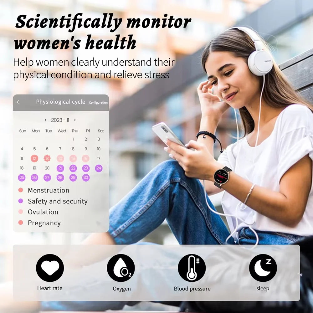 LIGE 2025 Smart Watch Women Bluetooth Call Custom Dials Watches Blood Oxygen Monitor Sport Men Smartwatch Ladies For Android IOS