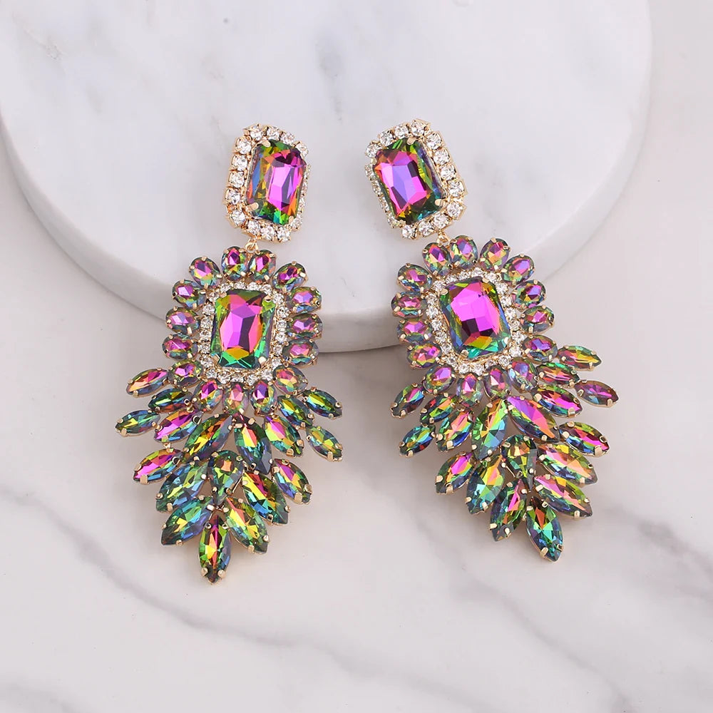 New Crystal Dangle Earrings For Women Rhinestone Earrings Weddings Ladies Party Fashion Jewelry Accessories Wholesale Gifts