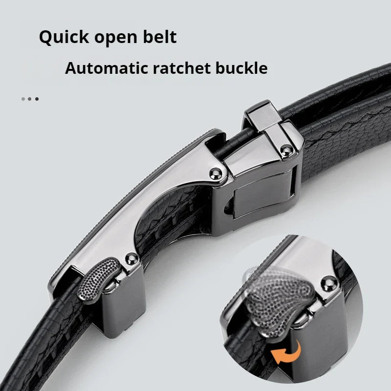 Genuine Cow Leather Automatic Belt For Men Formal Automatic Buckle Belt Genuine Leather Mens business Strap